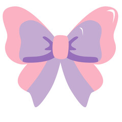 Delicate pink and purple bow with gentle folds, ideal for feminine, wedding, or gift decoration projects.
