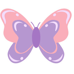 Delicate purple and pink butterfly with white dots, great for romantic, wedding, or garden-themed designs.