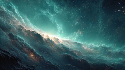 Fototapeta premium Ethereal Space: Nebula and Stars in Dreamy Celestial Landscape