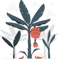 Banana Tree with Red Bananas and Flower banana flower plant