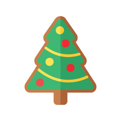 Festive flat design christmas tree illustration with ornaments and garland isolated on white background
