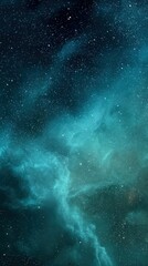 Naklejka premium Vibrant Turquoise Nebula with Dazzling Starfield