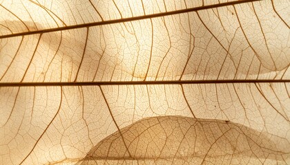 Obraz premium Close-up of Delicate Leaf Veins, Showcasing Nature's Intricate Patterns and Textures in Sunlight