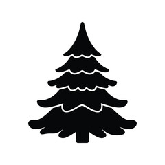 Simple silhouette of a christmas tree festive evergreen symbol for holidays and nature designs isolated on white background
