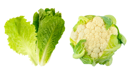 fresh green romaine lettuce and cauliflower evoking healthy eating, organic produce, and vegetarian lifestyle, perfect for food and nutrition blogs