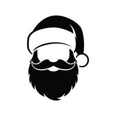 Stylized santa claus face silhouette for festive christmas holiday designs isolated on white background