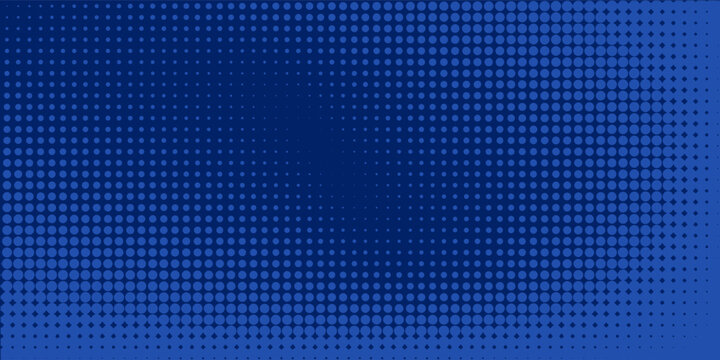 Abstract halftone texture blue background in geometric style. Dots pop art comics with summer background.