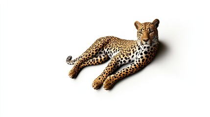 Leopard lying down on a white surface