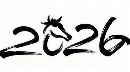 2026 Year of the Horse New Year's greetings brush calligraphy art background