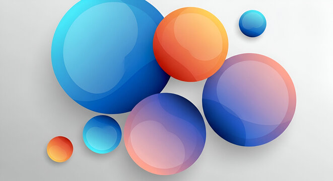 Abstract arrangement of colorful gradient spheres circles