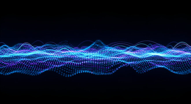 Abstract Blue and Purple Digital Sound Wave technology
