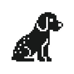 Obraz premium Pixel Art Spotted Dog Isolated on White Background