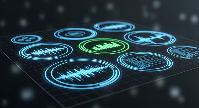 Digital Interface with Sound Wave Visualizations waves
