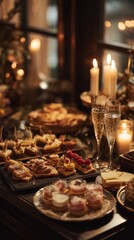 Elegant Winter Buffet with Pastries, Canapés and Champagne