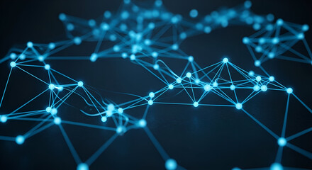 Glowing Blue Network Connections on Dark Background