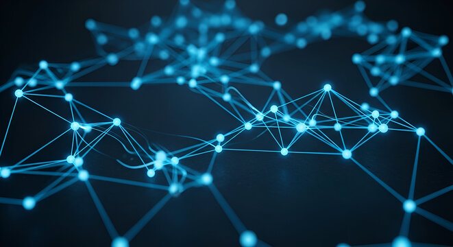 Glowing Blue Network Connections on Dark Background