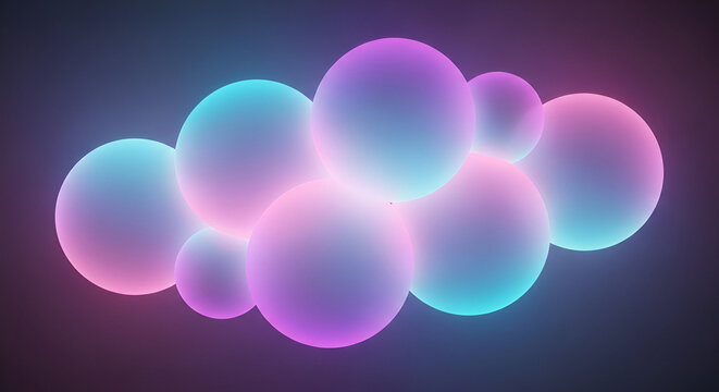 Glowing Spheres with Neon Light Gradient abstract background