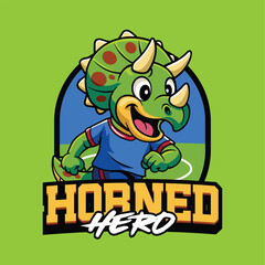 triceratops Football Mascot Design in Cartoon Style © harrisaputra