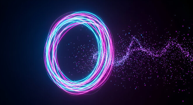 Neon Ring Portal with Particle Stream energy light