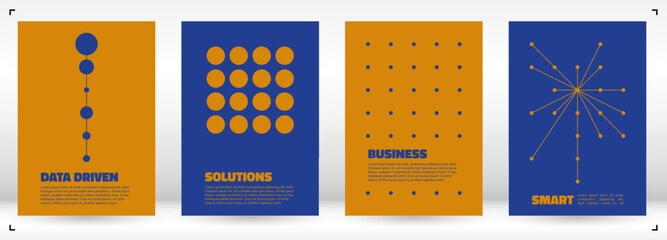 Modern abstract cover templates with inspired by data visualization. Dots and line design. Perfect for scientific reports, business analysis, infographics, and tech backgrounds. Vector format.
