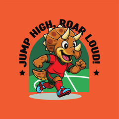 triceratops Football Mascot Design in Cartoon Style © harrisaputra
