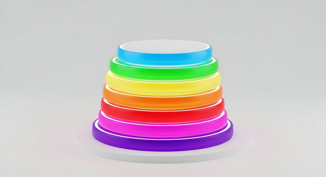 Stacked Rainbow Colored Rings with White Top colors