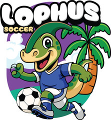 Naklejka premium Cute Parasaurolophus Sport Mascot Shirt Design in Cartoon Style