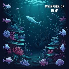 Enchanting Underwater Scene Fish, Coral, and Shipwreck in the Deep Blue