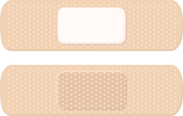 Illustration of a beige adhesive bandage, shown from both sides. Medical plaster isolated on white background