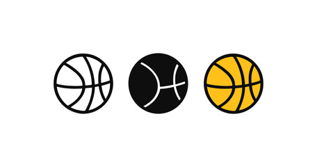 Minimalist basketball icons with bold contrast in modern flat design