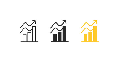 Fototapeta premium Minimalist growth chart with rising bar graph icon set