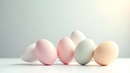Fototapeta premium Pastel Easter eggs arrangement with elegant and minimalist composition style