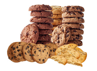 delectable stacks of assorted cookies, offering a tempting variety of flavors and textures for sweet treats and delightful snacking moments at home or office