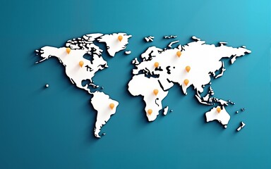 A conceptual image showcasing a global map with marked locations, representing a company's strategy for international growth and market penetration. High quality