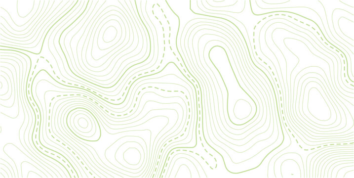 The green on white contours topography stylized relief diagram line wave carve pattern background .Modern design with White background.