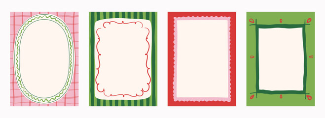 Christmas vintage backgrounds or frames. Retro design for card, invitation, banner. Vector xmas pattern or decoration.