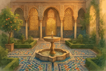 courtyard of the mosque in cordoba spain