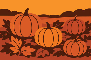 vector illustration of a pumpkin with leaves