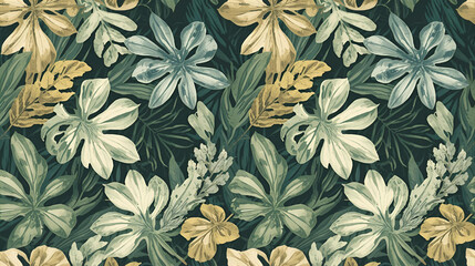 Vintage floral seamless pattern vector illustration with decorative ornate nature elements.