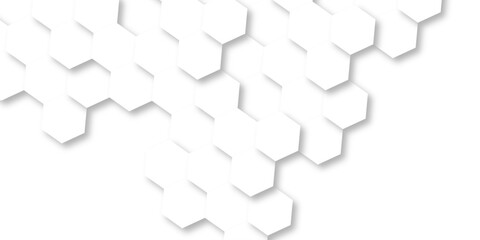 Abstract white hexagon concept background. Seamless bright white abstract honeycomb. Technology for design element vector abstract background.	
