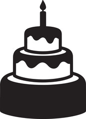 Two tier black birthday cake icon celebration dessert