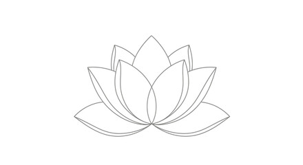 Elegant minimalist lotus flower line art on white for spiritual designs and invitations