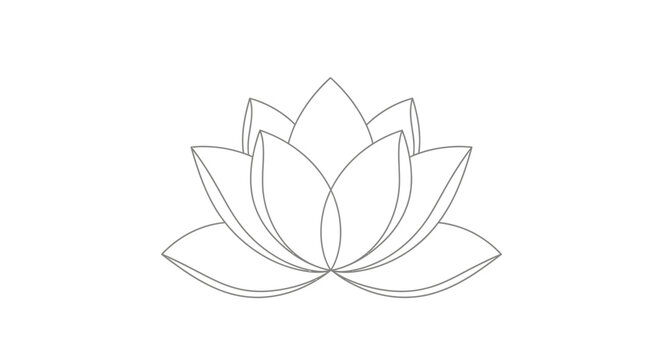 Elegant minimalist lotus flower line art on white for spiritual designs and invitations