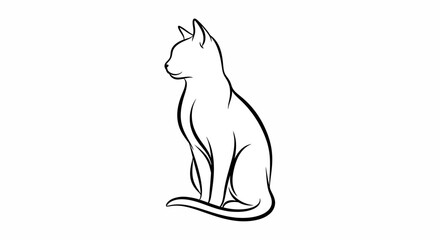 Elegant feline outline illustration featuring a sleek silhouette against a white backdrop