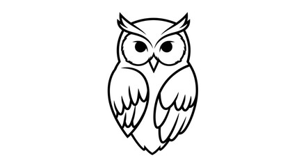 Elegant owl illustration with stylized wings and pointed ears in black and white outline design