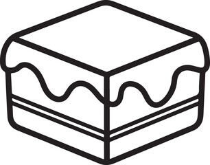 Square Cake Slice with Wavy Icing Icon dessert sweet