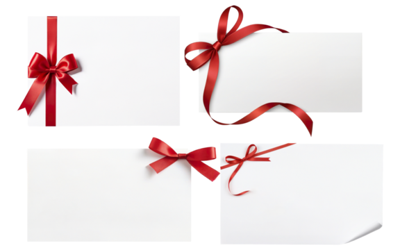 ribbon bow greeting card mockup on transparent background