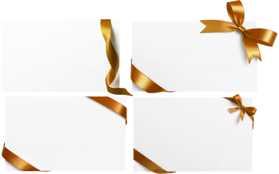 ribbon bow greeting card mockup on transparent background