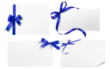 ribbon bow greeting card mockup on transparent background