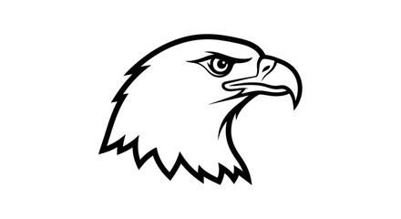 Bold outline of an eagle's head, showcasing a fierce gaze and sharp, defined features ideal for